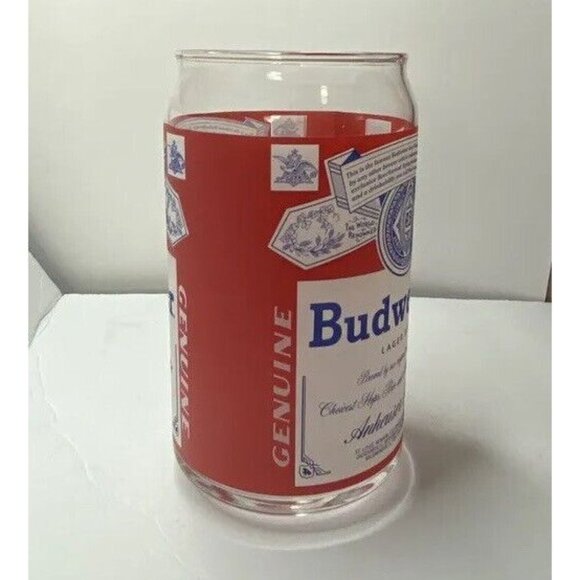Vintage Anheuser Busch Budweiser Lager Beer Logo Glass Cup 5 inch Faded Appliqué - Picture 6 of 10